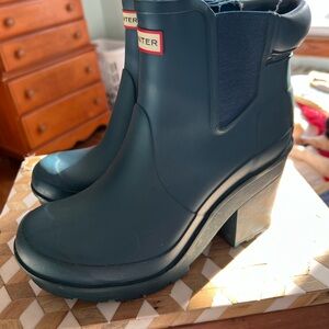 Hunter Teal Waterproof  platform Boots